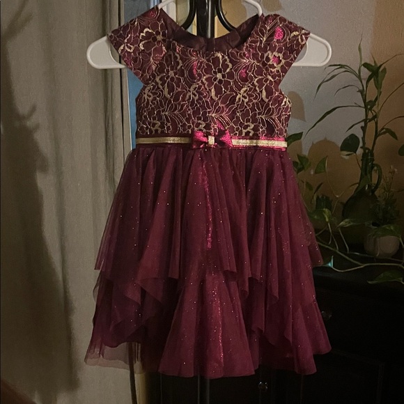 Jona Michelle Burgundy Dress with Gold Details - Picture 1 of 5
